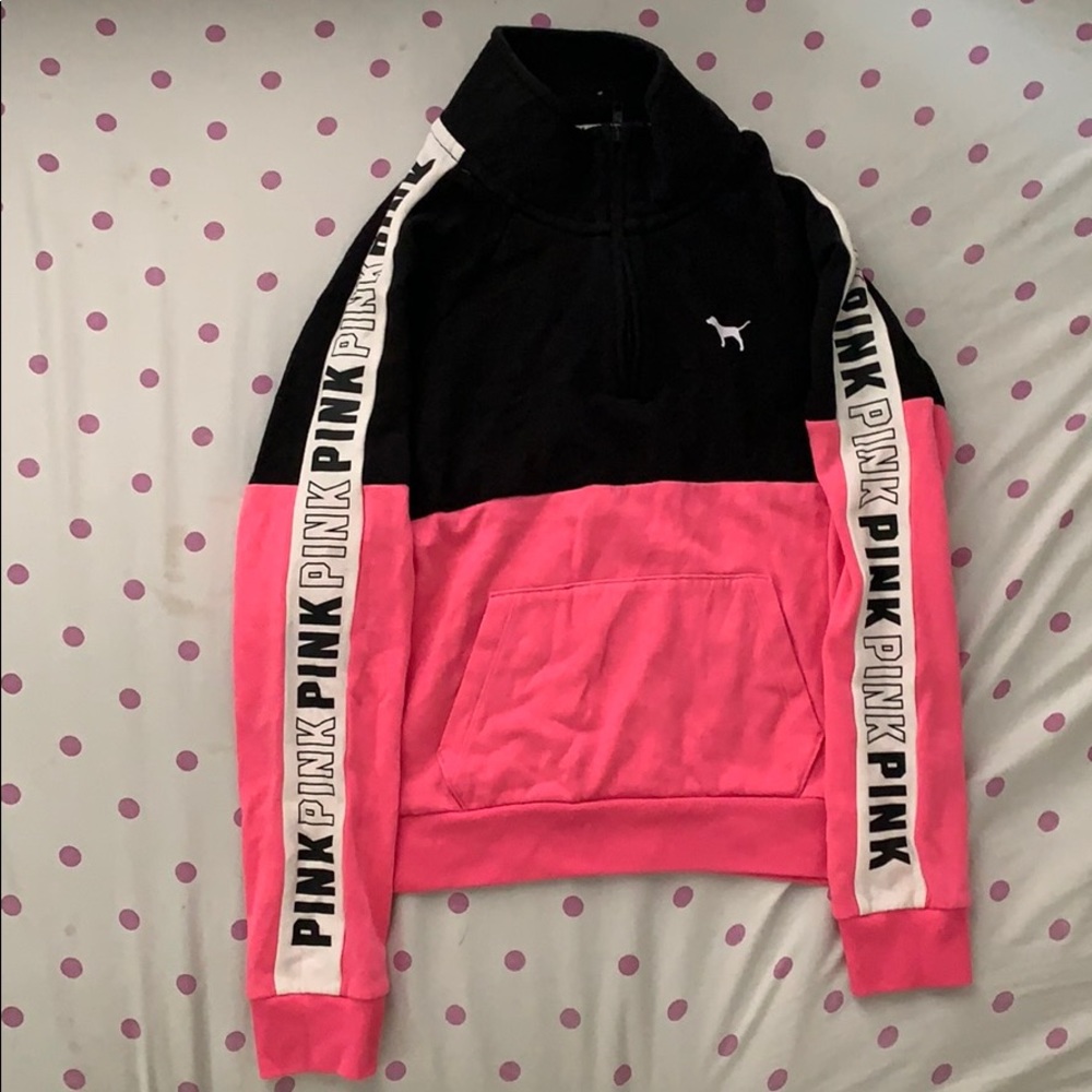 PINK long sleeve mid zip down